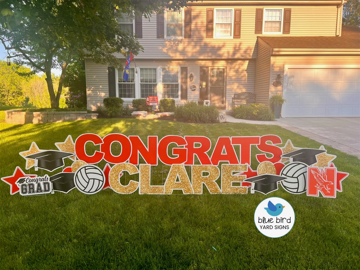 Graduation Lawn Greeting Rental – Blue Bird Yard Signs